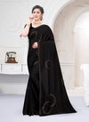 Black Colour Latest Designer heavy Party And Wedding Wear Heavy Siroski Hot Fix Stone Work folder Piping Saree Collection 2861